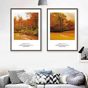 Bộ Hai Tranh Canvas Phong Cảnh Mùa Thu Trang Trí Tường