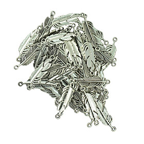 100 Pieces Antique Silver Feather Shape Design Charms Pendant Jewelry Making for Necklace Pendant Beads