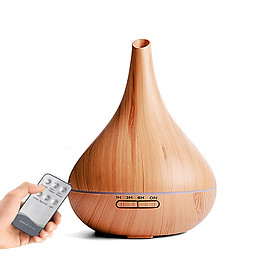 Mua Máy Khuếch Tán Tinh Dầu SIêu Âm Vân Gỗ Phun Sương Bình Rượu | Kèm Remote Điều Khiển Từ Xa Dung Tích 500ml