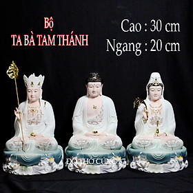 Bộ Tượng Phật - Ta Bà Tam Thánh - Chất liệu bột đá + composite cao cấp - Hàng nhập khẩu Đài loan