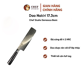 Dao Nakiri Chefstudio - Damascus Basic độ dài 17.3cm, chuyên dùng thái thịt cá, thái rau củ và gọt hoa quả