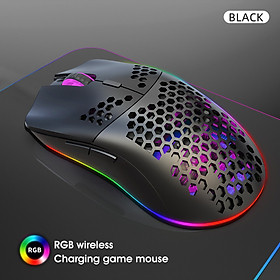 Chuột Không Dây Pin sạc T66 Gaming led RGB Cổng sạc TypeC chống mỏi cổ tay cho máy tính laptop hàng nhập khẩu - Màu Đen