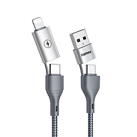 Mua Cáp Sạc Nhanh Đa Năng 4 in 1 Remax RC-011 -  Đầu Sạc Type-C/Lightning/USB-A  Sạc Nhanh 2.4A  Cáp Dây Dù Siêu Bền 1.2m  Dử Dụng Được Cho Nhiều Thiết Bị - Hàng Chính Hãng