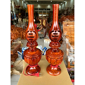 Cặp đèn cầy bằng gỗ hương nguyên khối cao 60 cm