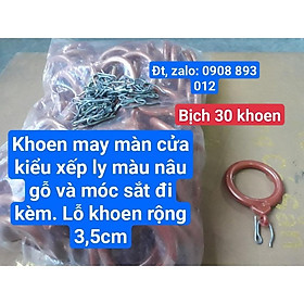 Khoen May Màn Cửa Kiểu Xếp Ly Màu Nâu Gỗ