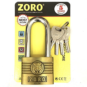 Ổ khóa ZORO 6 phân đầu cọp càng dài - khóa cửa càng dài chống gỉ chống cắt bền bỉ cao cấp