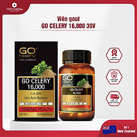 Viên gout nhập khẩu chính hãng New Zealand GO CELERY 16000mg (30 viên) giúp giảm các triệu chứng bệnh gút: giảm uric acid, làm giảm triệu chứng sưng đau do gut