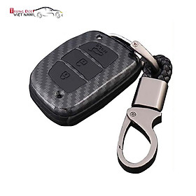 Ốp chìa khóa dành cho xe Hyundai i10, Tucson, Elantra chất liệu nhựa ABS mạ vân Cacbon - Hàng Chính Hãng