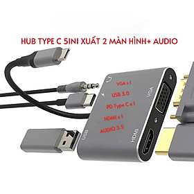Mua Cáp chuyển Đổi USB Type-c ra 4 cổng HDMI/ VGA/ USB và cổng sạc hỗ trợ chế độ Dex - UHV41160 Hàng Chính Hãng HUB