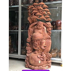 Mua TƯỢNG PHẬT DI LẶC ĐỨNG DƯỚI GỐC CÂY TÙNG BẰNG GỖ TRẮC KT CAO 110×46×35CM
