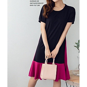 Q190420 ĐẦM SUÔNG NGẮN TAY PHỐI MÀU