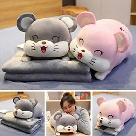 Mua (Tặng 1 móc dán chịu lực)Bộ chăn gối văn phòng chuột Hamster  Heo xinh. Gấu bông đẹp