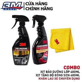 Combo chai xịt bảo dưỡng lốp xe + chai xịt tăng độ bóng sơn + khăn lau xe chuyên dụng 3m - 3m long vu
