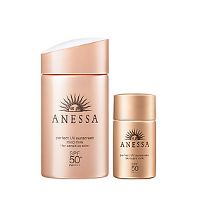 Bộ đôi sữa chống nắng bảo vệ hoàn hảo Anessa 20ml & Sữa chống nắng dịu nhẹ cho da nhạy cảm Anessa 60ml