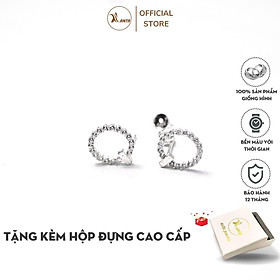 Bông tai bạc ATJ9084 , hoa tai nữ hình tròn đá ANTA Jewelry