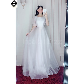 Đầm maxi mặc cưới tay ngắn phồng TRIPBLE T DRESS - size M/L -MS32Y