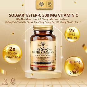 NHẬP KHẨU USA CHÍNH HÃNG - Viên Uống Solgar Ester-C® Plus -Vitamin C Thế Hệ Mới, Không Kích Ứng Dạ Dày, Hấp Thu Nhanh [50 viên