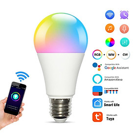 E27 Smart Bulb RGB LED Light Bulb Dimmable and Adjustable Brightness Tuya App Remote Control Works with Google/Alexa