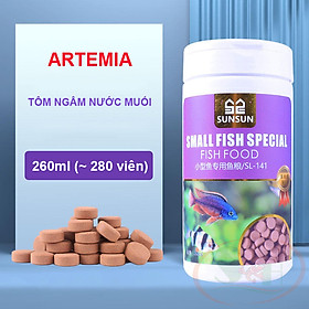 Thức ăn cá Sunsun Artemia Fish Food viên dán tôm ngâm nước muối thức ăn tép cảnh