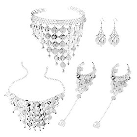 Belly Dance Jewelry Set Head Band Earrings Bracelet Necklace Bridal Jewelry