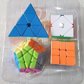 Đồ chơi 4 rubik hình dạng khác nhau hàng chuẩn không viền có hộp đựng