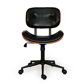 Ghế ngồi học bài tại nhà nệm bọc PVC màu đen thân polywood uốn cong Ghế chân xoay nhỏ gọn hiện đại Chairs for students CE1006-P 