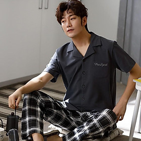 {ẢNH CHỤP THẬT} PIJAMA NAM cộc tay style Hàn QuốC-Đồ bộ nam bộ hè chất vải COTTON 100% dày dặn, thông thoáng (609)