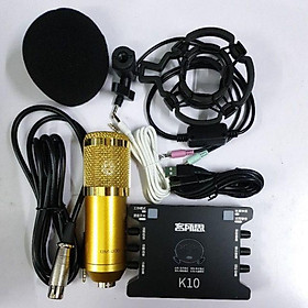 Mua combo míc thu âm livestream hát karaoke online micro BM800 card k10 dây live 3 màu