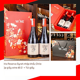 Hộp wine đỏ 2 chai rượu vang Iris Reserva Syrah Chile
