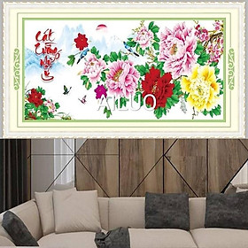 Mua Tranh thêu mẫu đơn cát tường như ý 53582 - kích thước: 92 * 52cm. (TRANH CHƯA LÀM)