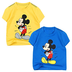 Áo thun xanh dương cổ tròn in hình Mickey cho bé trai 8-13 tuổi từ 24 đến 38 kg 05352