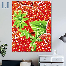 Mua Tranh sơn dầu số hóa có khung - Tranh tô màu theo số trái cây dâu  cherry  táo