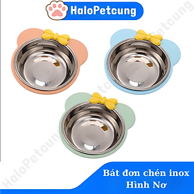 Bát Ăn Đơn Inox Cho Chó Mèo Hình Nơ Siêu Dễ Thương
