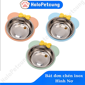 Bát Ăn Đơn Inox Cho Chó Mèo Hình Nơ Siêu Dễ Thương 