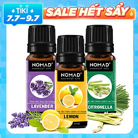 Combo 3 Tinh Dầu Nguyên Chất Nomad: Tinh Dầu Hoa Oải Hương (10ml) + Tinh Dầu Vỏ Chanh (10ml) + Tinh Dầu Sả Tươi(10ml)