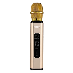 Micro karaoke kèm Loa bluetooth nhập khẩu cao Cấp Cắm thẻ nhớ 3 trong 1 Hàng chính hãng - Vàng Ánh Kim