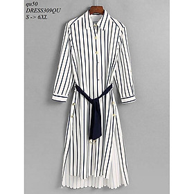 DRESS236 ĐẦM MAXI SỌC THẮT NƠ EO