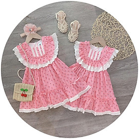 Váy đầm cho bé gái hình chery kiểu xòe cho bé từ 8kg đến 22kg( màu hồng)