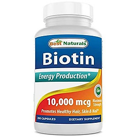Best Naturals Maximum Potency Biotin 10,000 Mcg for Healthier and Longer Hair Growth Support Formula, 200 Count