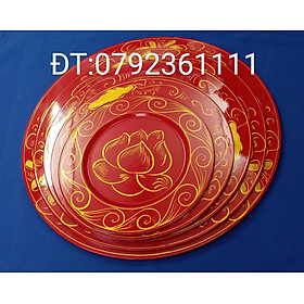 Mua Mâm gỗ sơn mài vẽ sen ĐK Mâm 25 30 35 40 45 50 55cm