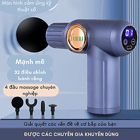 Máy massage thông minh cầm tay cao cấp 4 đầu, quy định tốc độ rung 6 giai đoạn, hỗ trợ massage chuyên sâu, giảm đau cơ, cứng khớp - Hàng chính hãng