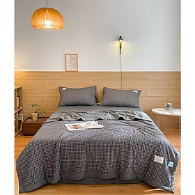 Bộ chăn chần ga giường cotton Tici kẻ LIDACO cao cấp (Nhiều mẫu lựa chọn)