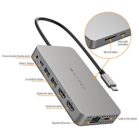 CỔNG CHUYỂN HYPERDRIVE FOR MACBOOK M1 DUAL 4K HDMI 10-IN-1 (2 MÀN HÌNH) USB-C HUB HDM1H - HÀNG CHÍNH HÃNG