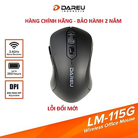 Chuột không dây DAREU LM115G Black - Pink - Hàng Chính Hãng