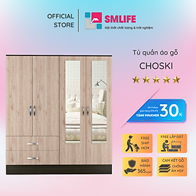 Mua Tủ quần áo 4 cánh thiết kế sang trọng SMLIFE Choski