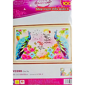 Mua Tranh thêu chữ thập Cha mẹ (đồng hồ) LV3390  kích thước 80 x 50 cm