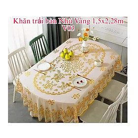 Mua Khăn Trải Bàn PAULEE WLG 751 (150 x 228 cm) hoa văn phủ nhũ vàng  không thấm nước