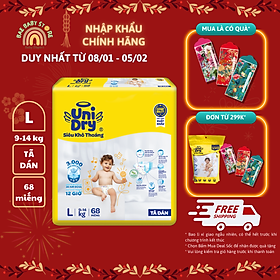 Tã dán UniDry Siêu khô thoáng gói Jumbo mới size M76 L68 XL62