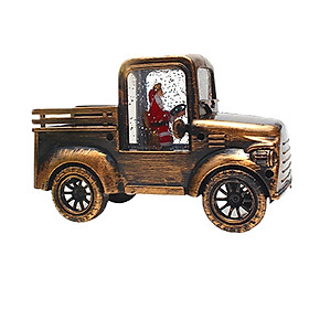 Santa Driving Tractor Ornament with Christmas Tree Car for Children  Bronze