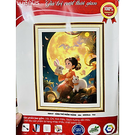 Mua Tranh thêu kín cùng thỏ ngắm trăng vs8137  kích thước 40 x 50 cm
